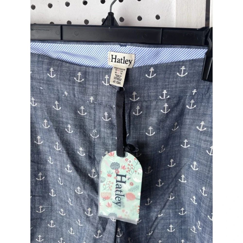 NWT Hatley Chambray Women's Shorts‎ Sz 14 Anchor Print Nautical Beachy